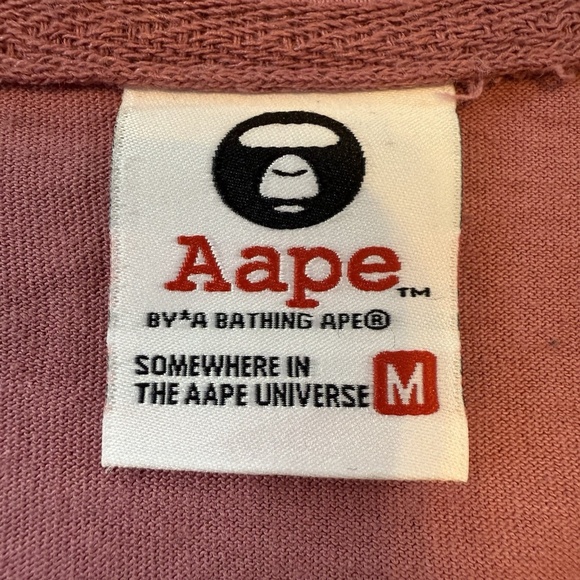 Aape By A Bathing Ape Size M Pink Camo Logo Big Head Tee Bape T-Shirt - Picture 6 of 12